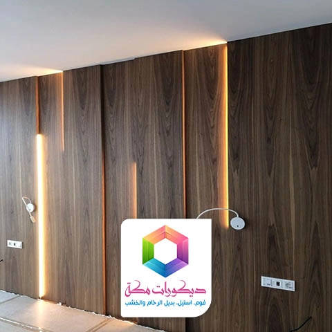 تركيب بديل الخشب مع إضاءة